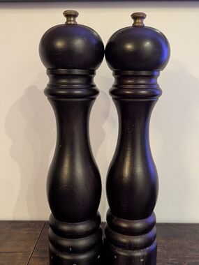 Peugeot Dark Brown 11" Turned Wood Salt and Pepper Mills